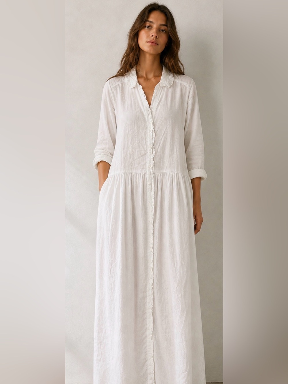 Zadig & Voltaire cotton Maxi Dress with crochet details and skull buttons!